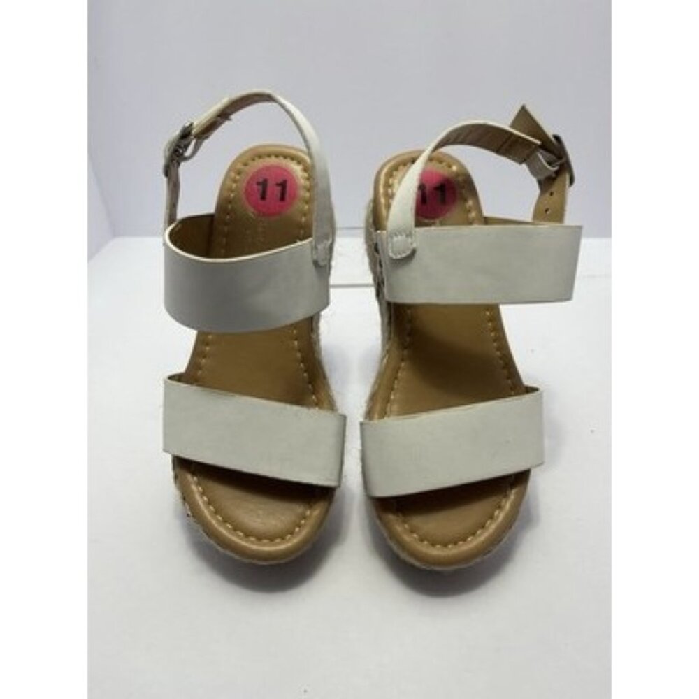 Jessica Carlyle Girls 11 White Strappy Platform Espadrilles Sandals